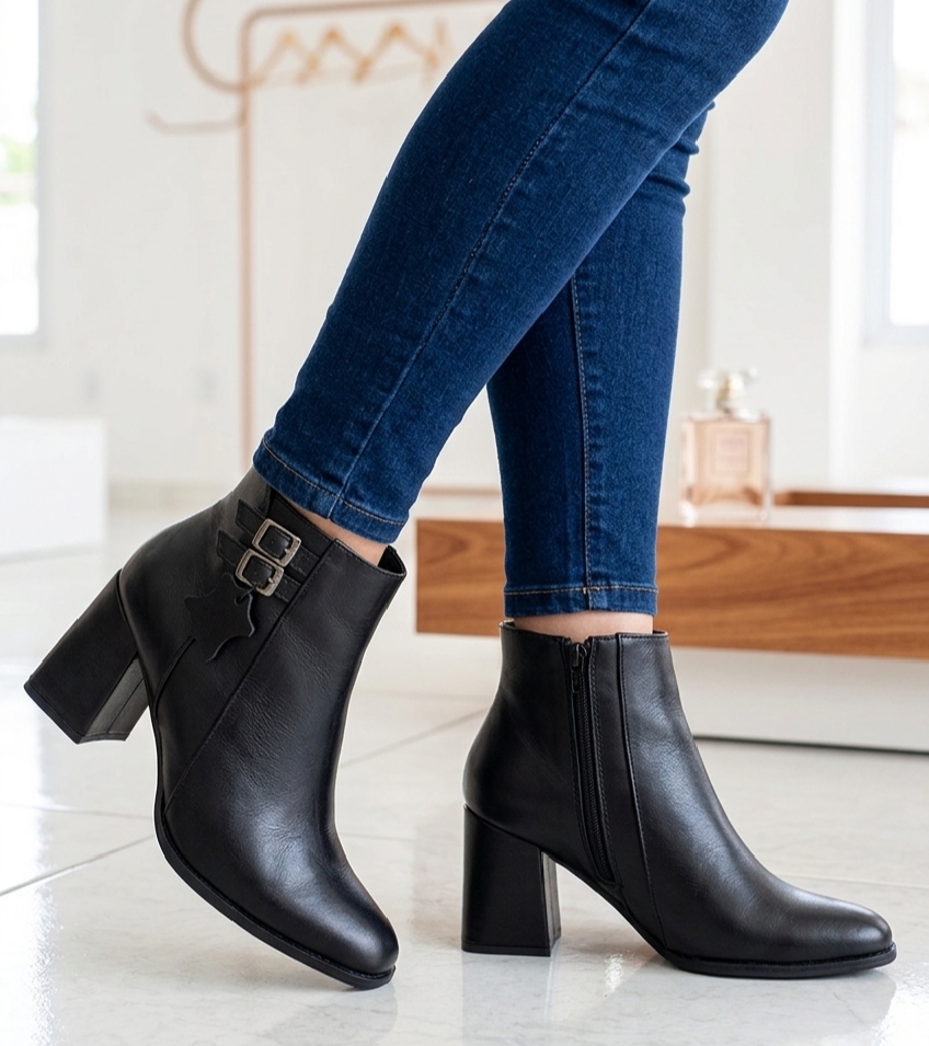 BOTINES FASHION 71/2  CC 290 71/2 CUERO NEGRO