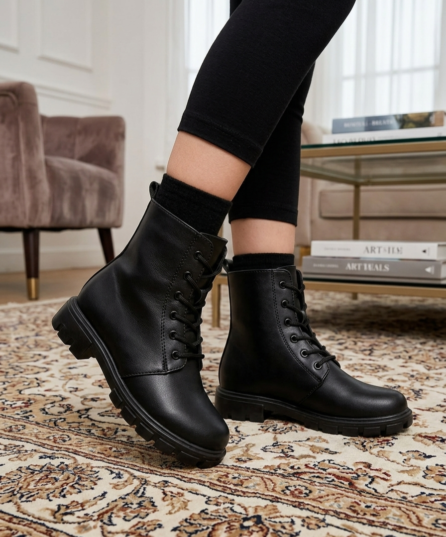 BOTINES DE NIÑA N- PS 3 - CUERO NEGRO