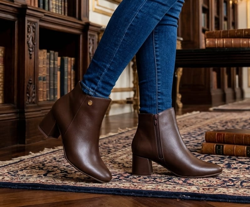 BOTINES EXCLUSIVOS 51/2 P 235 51/2 CUERO CAFE
