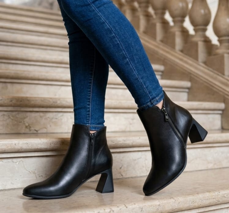 BOTINES EXCLUSIVOS 51/2 P 232 51/2 CUERO NEGRO
