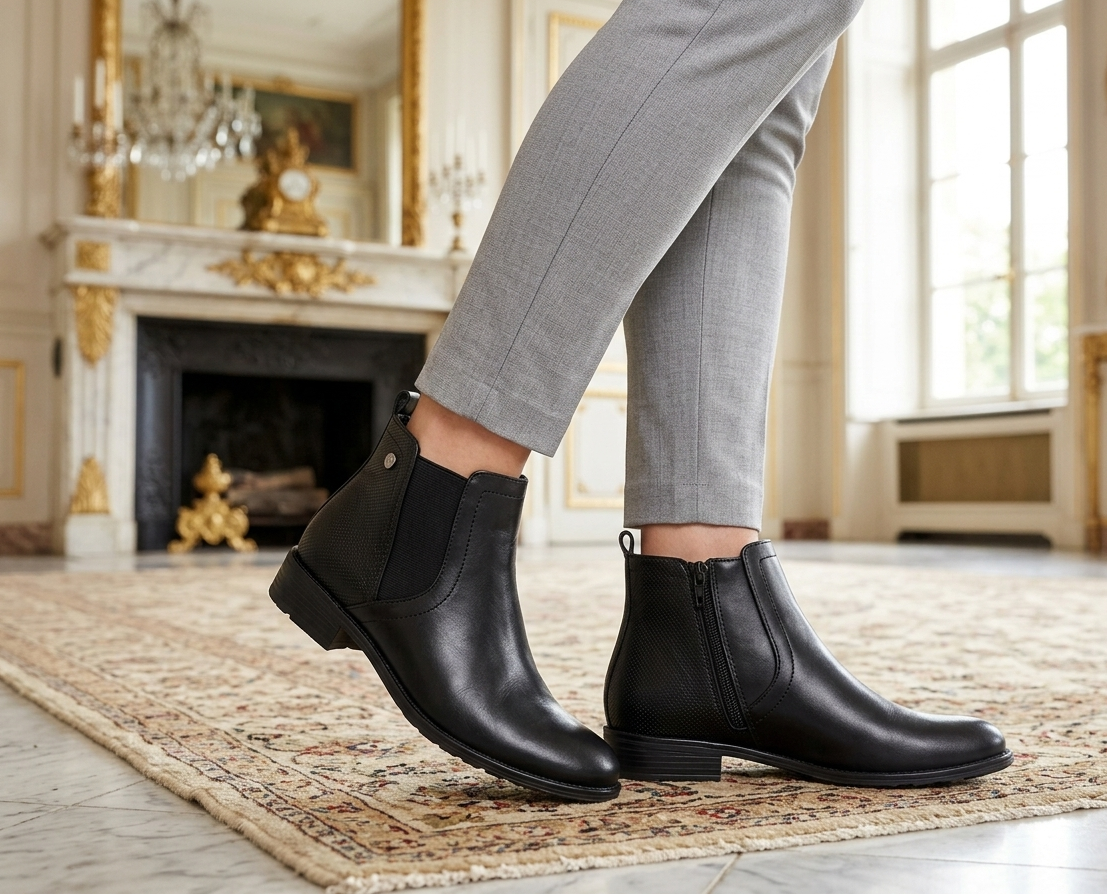 BOTINES FORMALES AL 274 CUERO NEGRO