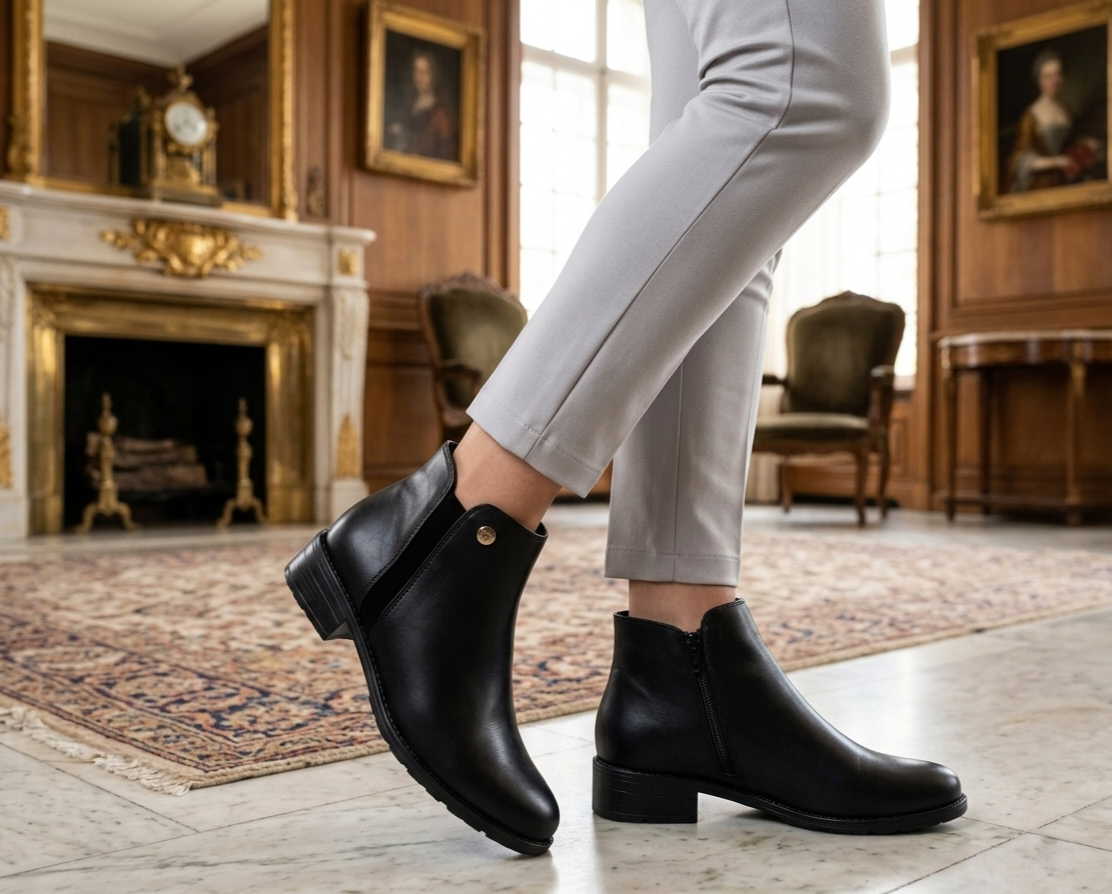 BOTINES FORMALES AL 204 CUERO NEGRO