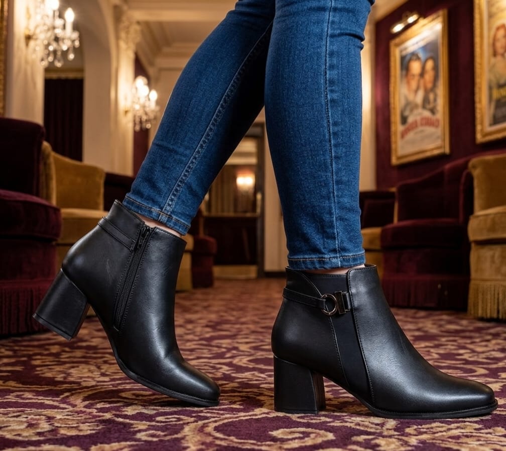 BOTINES FASHION  51/2 CC 291 51/2 CUERO NEGRO