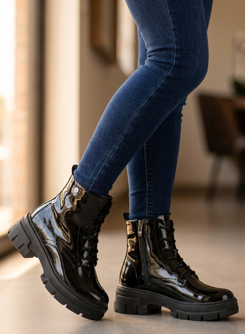 BOTINES TRACK SF 221 - CHAROL NEGRO