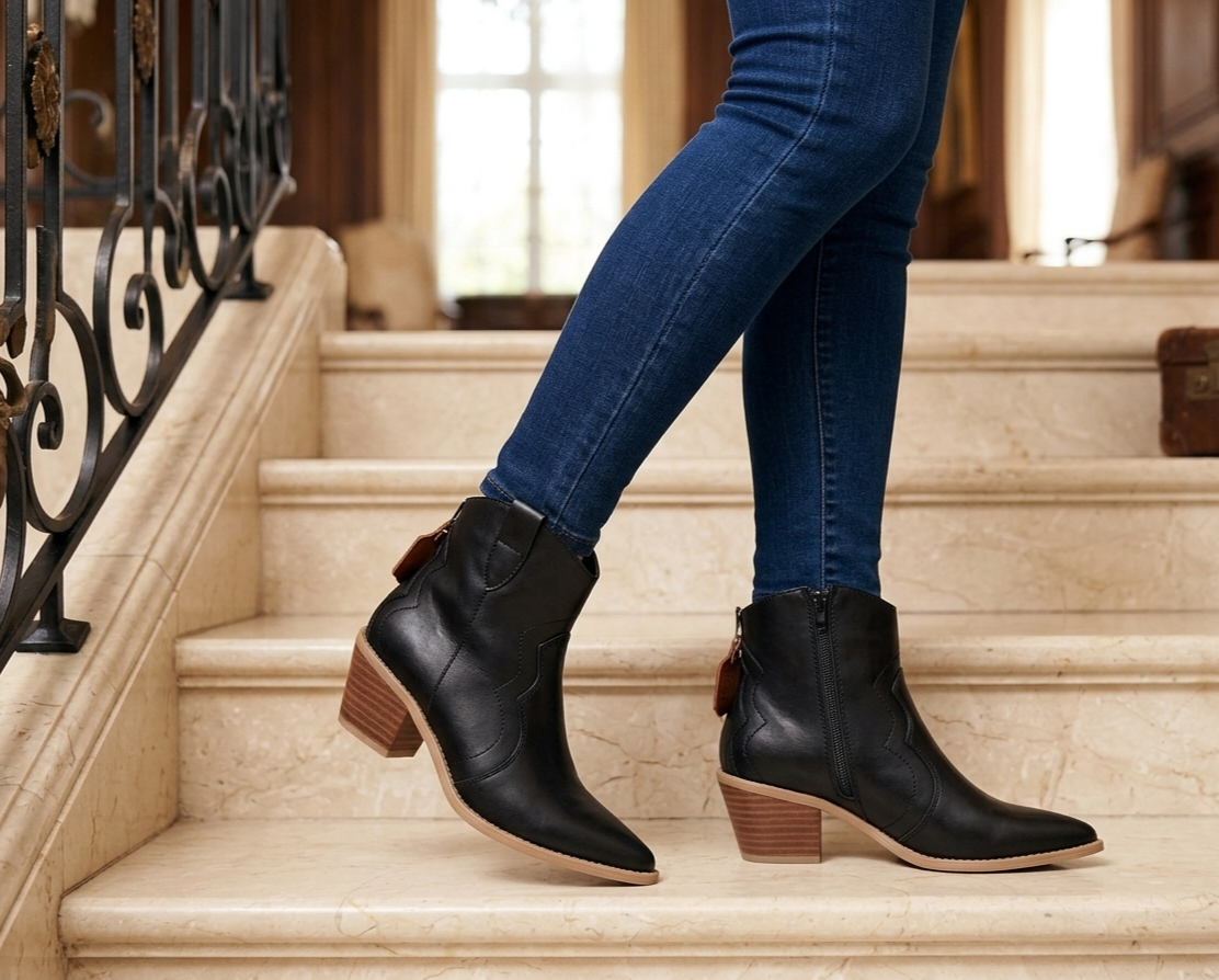 BOTINES TEXANOS TX 201 - CUERO NEGRO