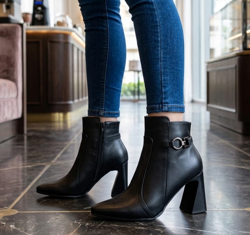 BOTINES EXCLUSIVOS 71/2 A 289 71/2 CUERO NEGRO
