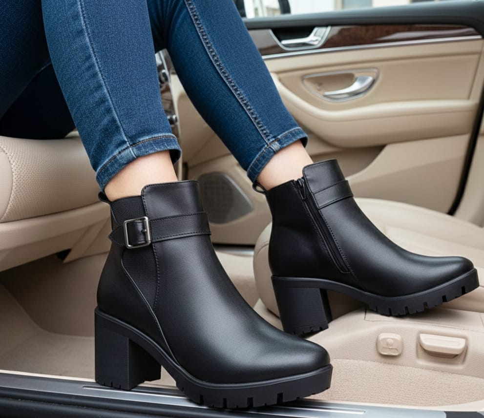 BOTINES FORMALES NI 202 - CUERO NEGRO