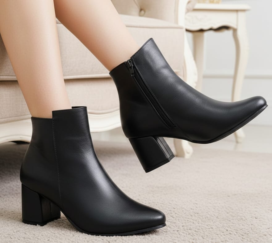 BOTINES EXCLUSIVOS 51/2 P 231 51/2 CUERO NEGRO