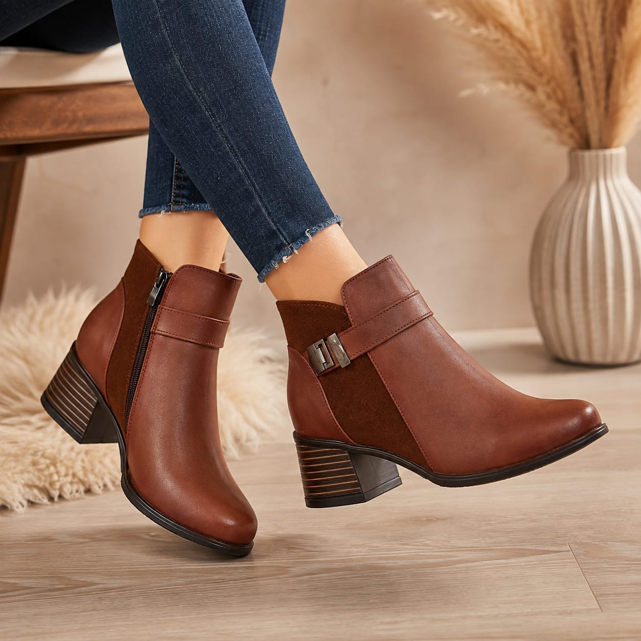 BOTINES FORMALES J 248 NUVOLLA MIEL GAMUZON