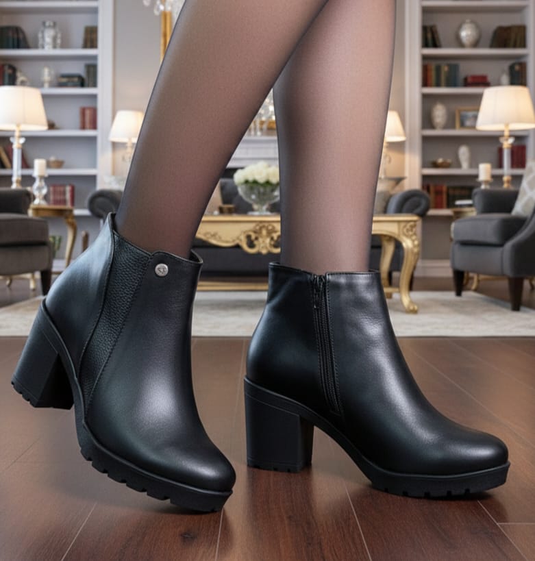 BOTINES FORMALES NI 201 - CUERO NEGRO
