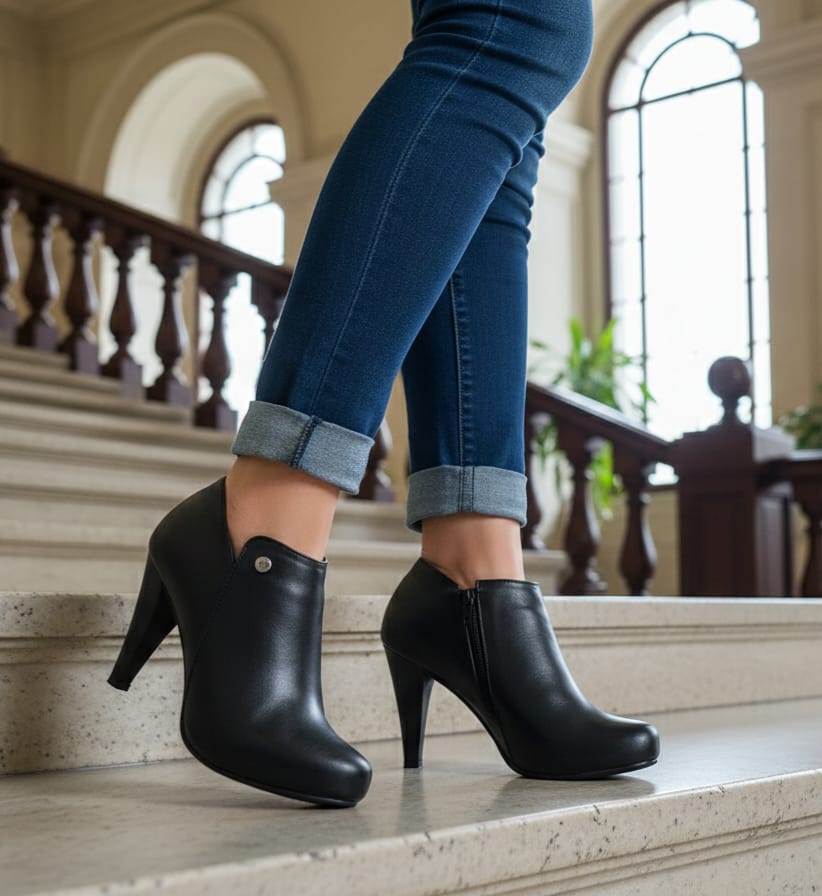 BOTINES PLATAFORMA(EXCLUSIVO) I 016 PL 10 - CUERO NEGRO