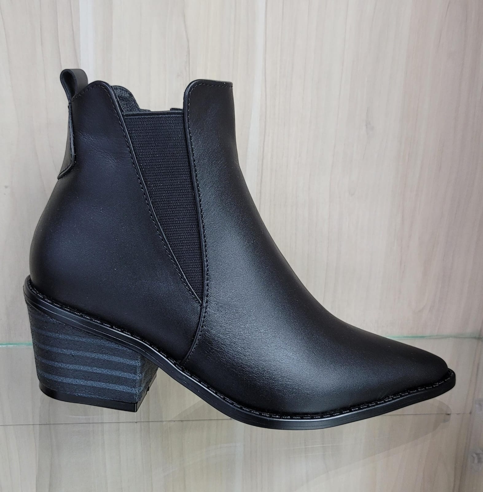 BOTINES TEXANOS TX 200 - CUERO NEGRO TACO NEGRO