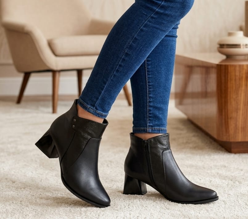 BOTINES FASHION  51/2 5A 200 51/2 CUERO NEGRO