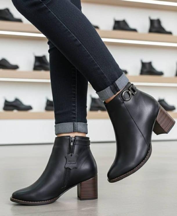 BOTINES FASHION 51/2 PS 266 5 1/2 CUERO NEGRO