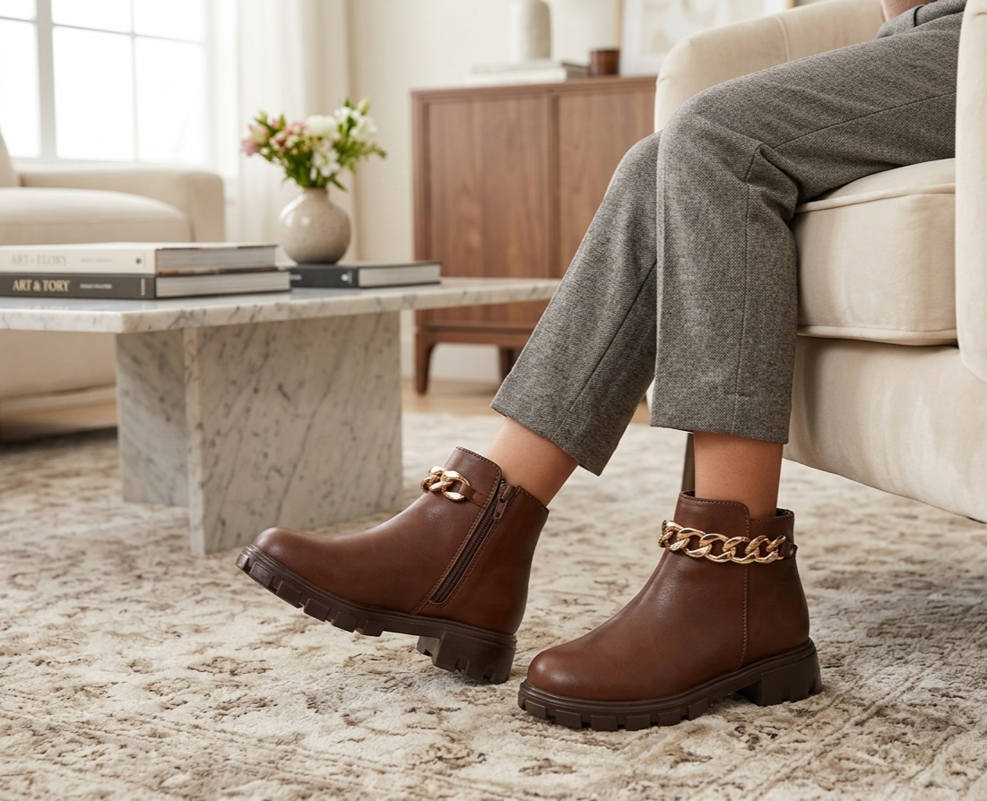 BOTINES DE NIÑA N-M 203 - SUIZA CAFÉ