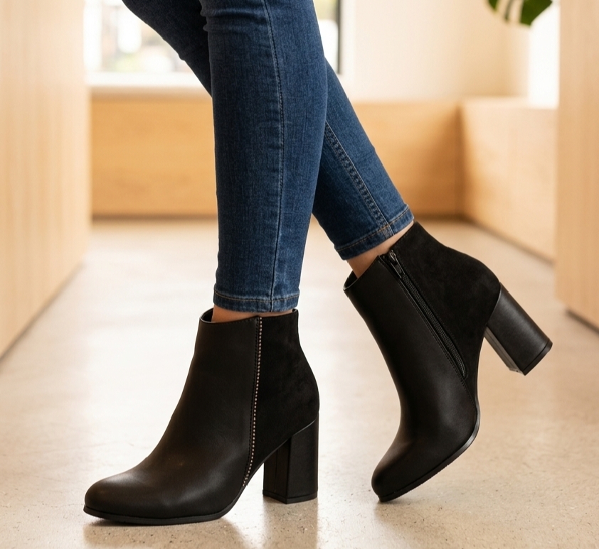 BOTINES EXCLUSIVOS 71/2 P 262 71/2 CUERO NEGRO