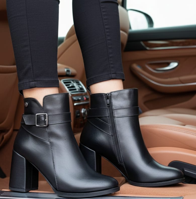 BOTINES FASHION  71/2 Punta redonda RC 290 71/2 CUERO NEGRO
