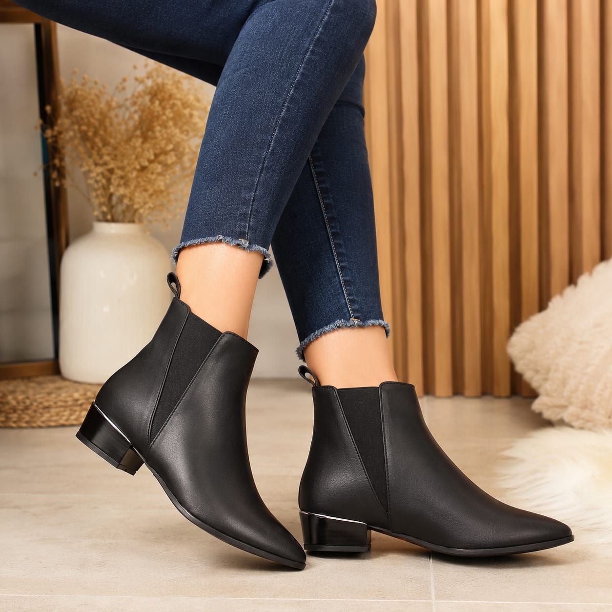 BOTINES TEXANOS 2C 200 CUERO NEGRO LISO
