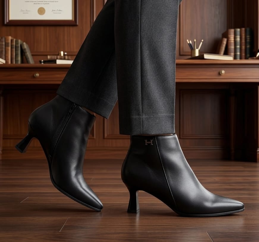 BOTINES FASHION 51/2 5A 231 51/2 CUERO NEGRO
