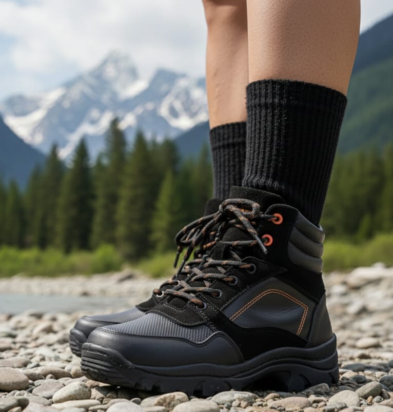 BOTINES MONTANEROS TK1 - CUERO NEGRO /TOMA