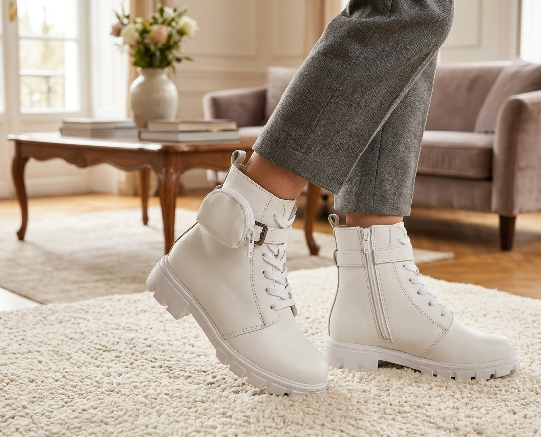BOTINES DE NIÑA N- PS 3 - CUERO BLANCO