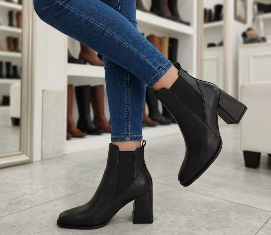 BOTINES FASHION 71/2  CC 239 71/2 CUERO NEGRO