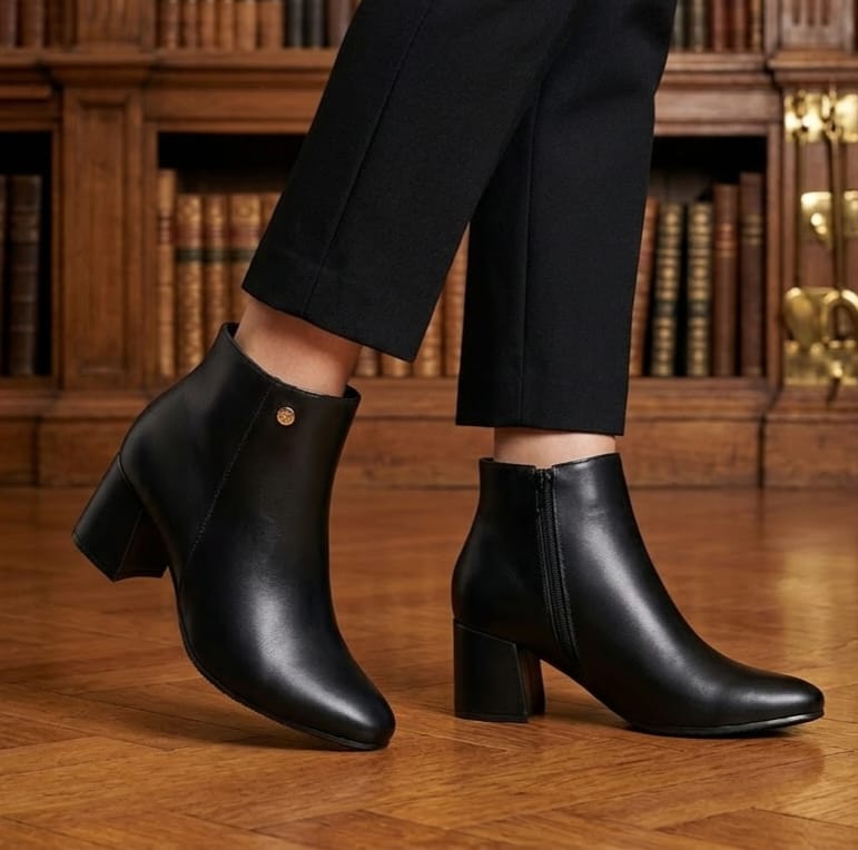 BOTINES EXCLUSIVOS 51/2 P 235 51/2 CUERO NEGRO