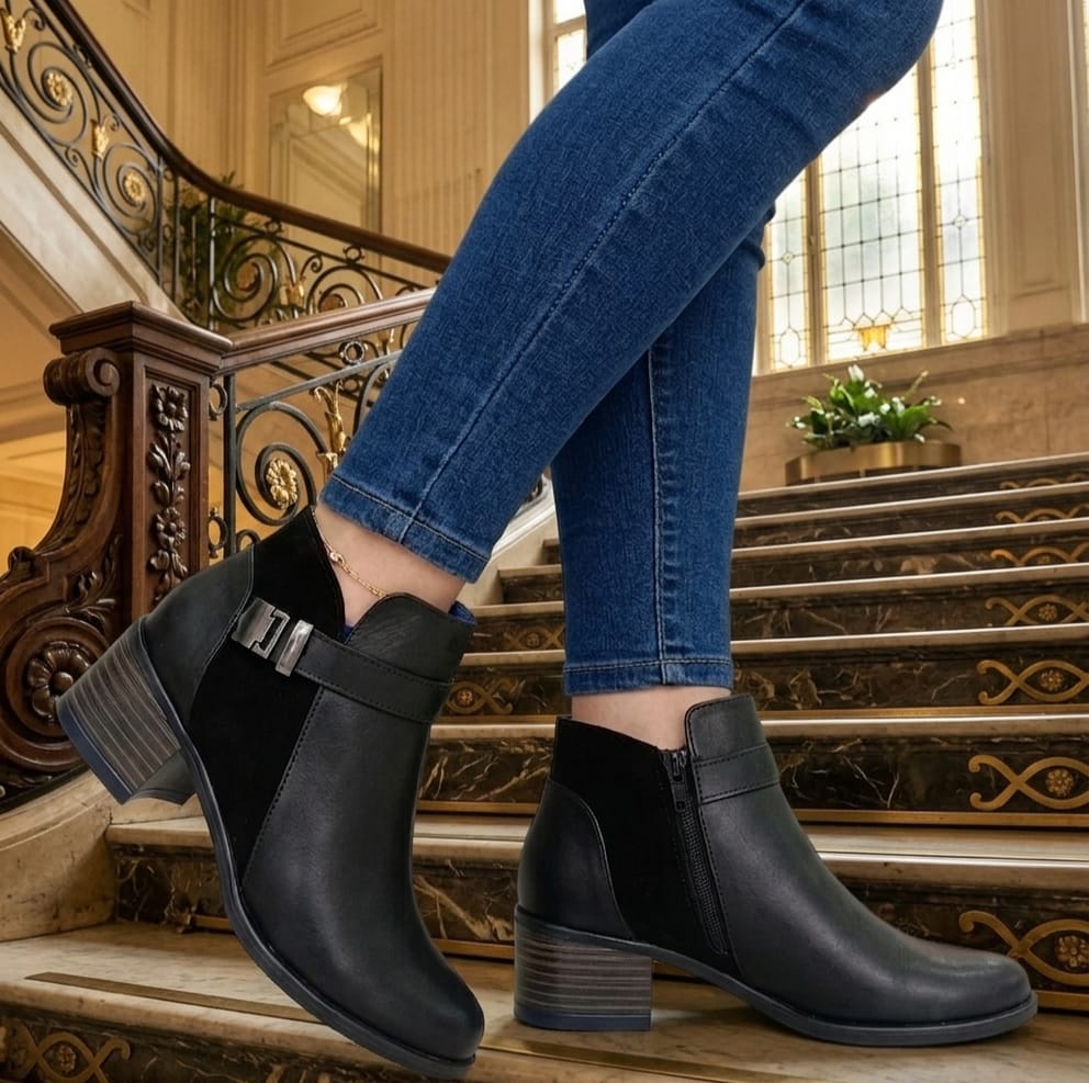 BOTINES FORMALES J 248 - CUERO NEGRO