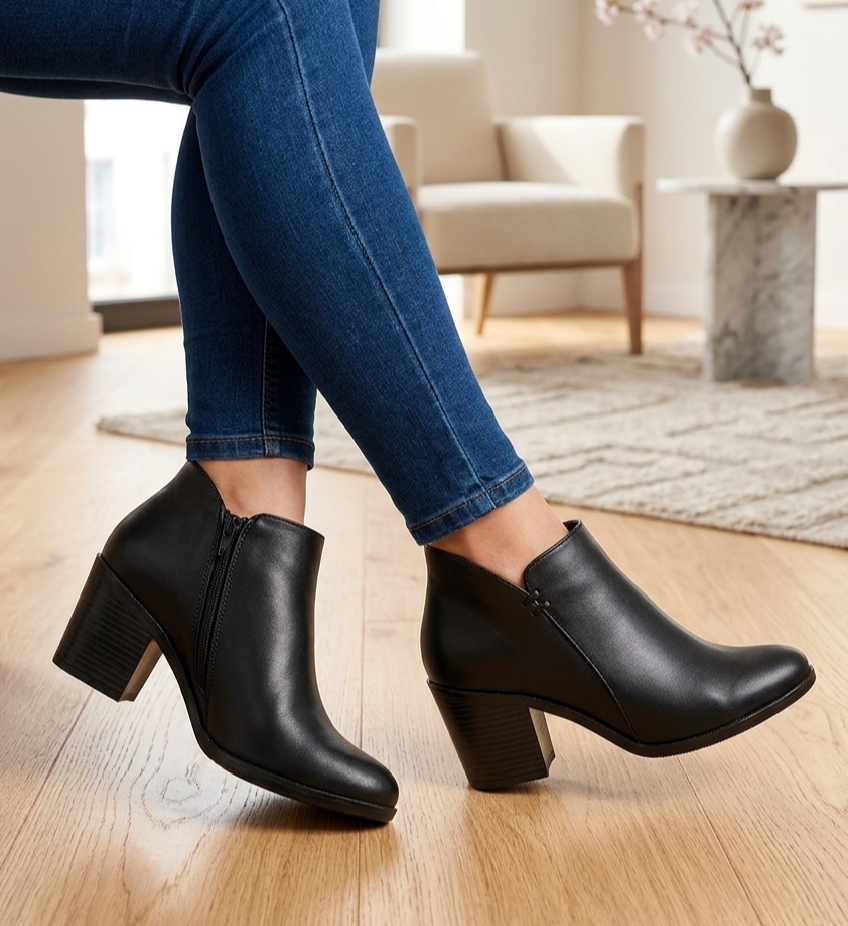 BOTINES  TOBILLEROS MO  98- CUERO NEGRO