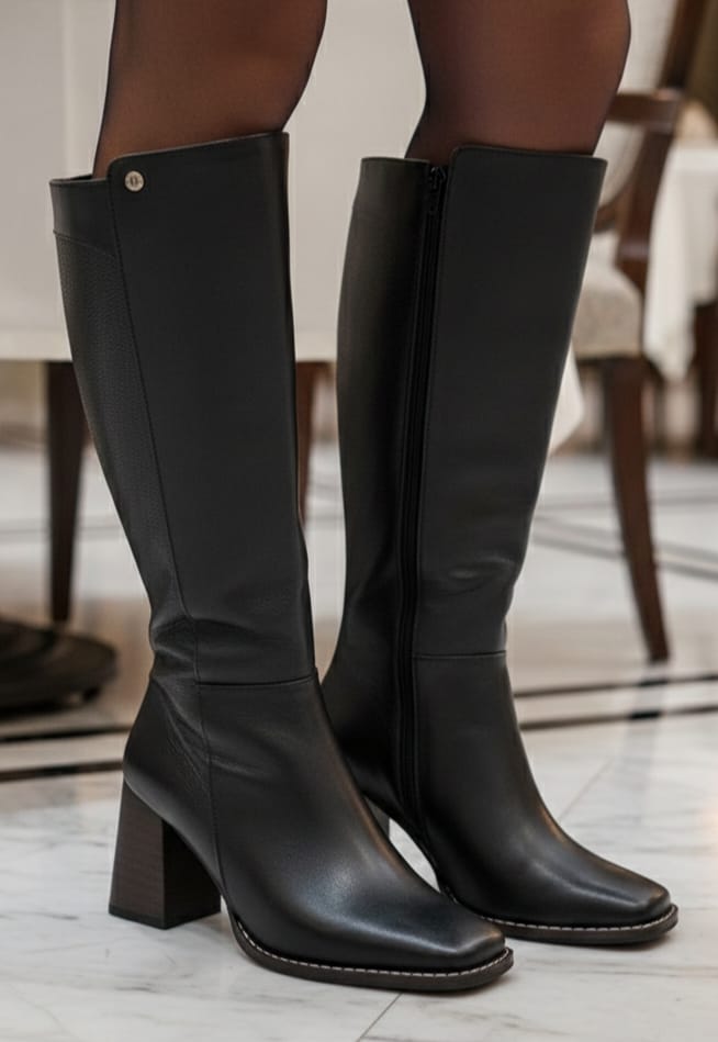 BOTAS  FASION 71/2 CS 608 71/2 CUERO NEGRO