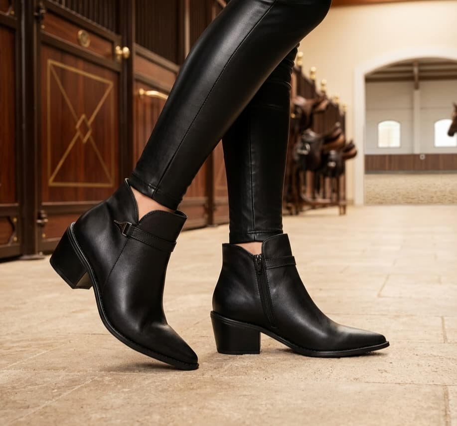 BOTINES TEXANOS TX 202 - CUERO NEGRO TACO NEGRO