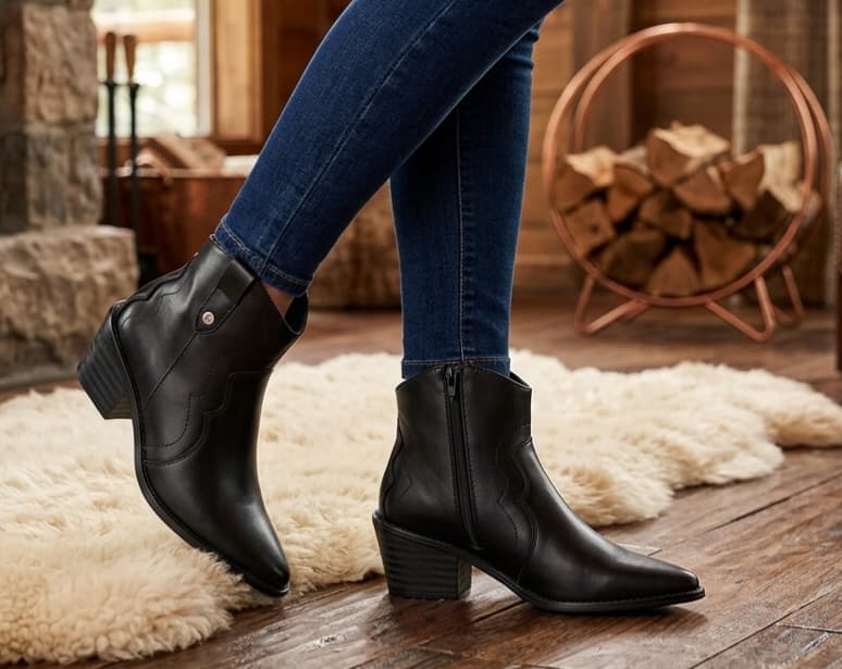 BOTINES TEXANOS TX 201 - CUERO NEGRO