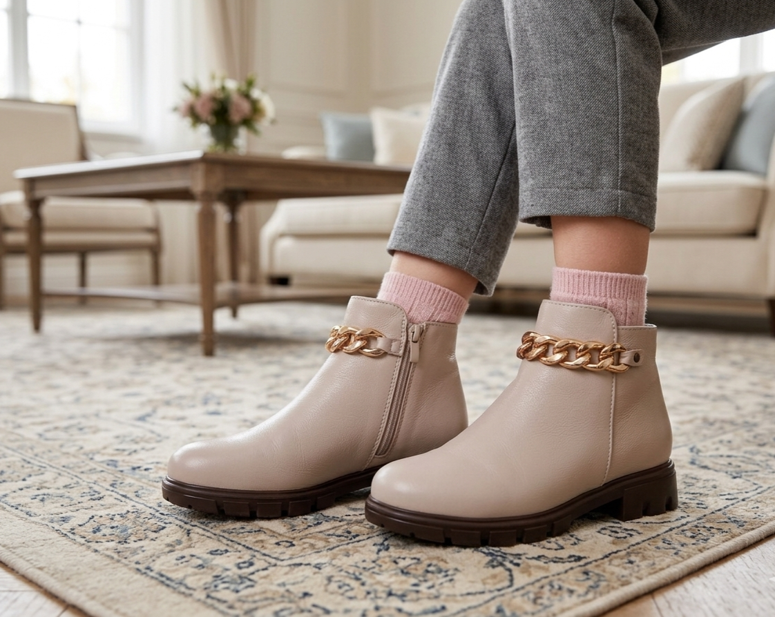 BOTINES DE NIÑA N-M 207 - NAPA BEIGE
