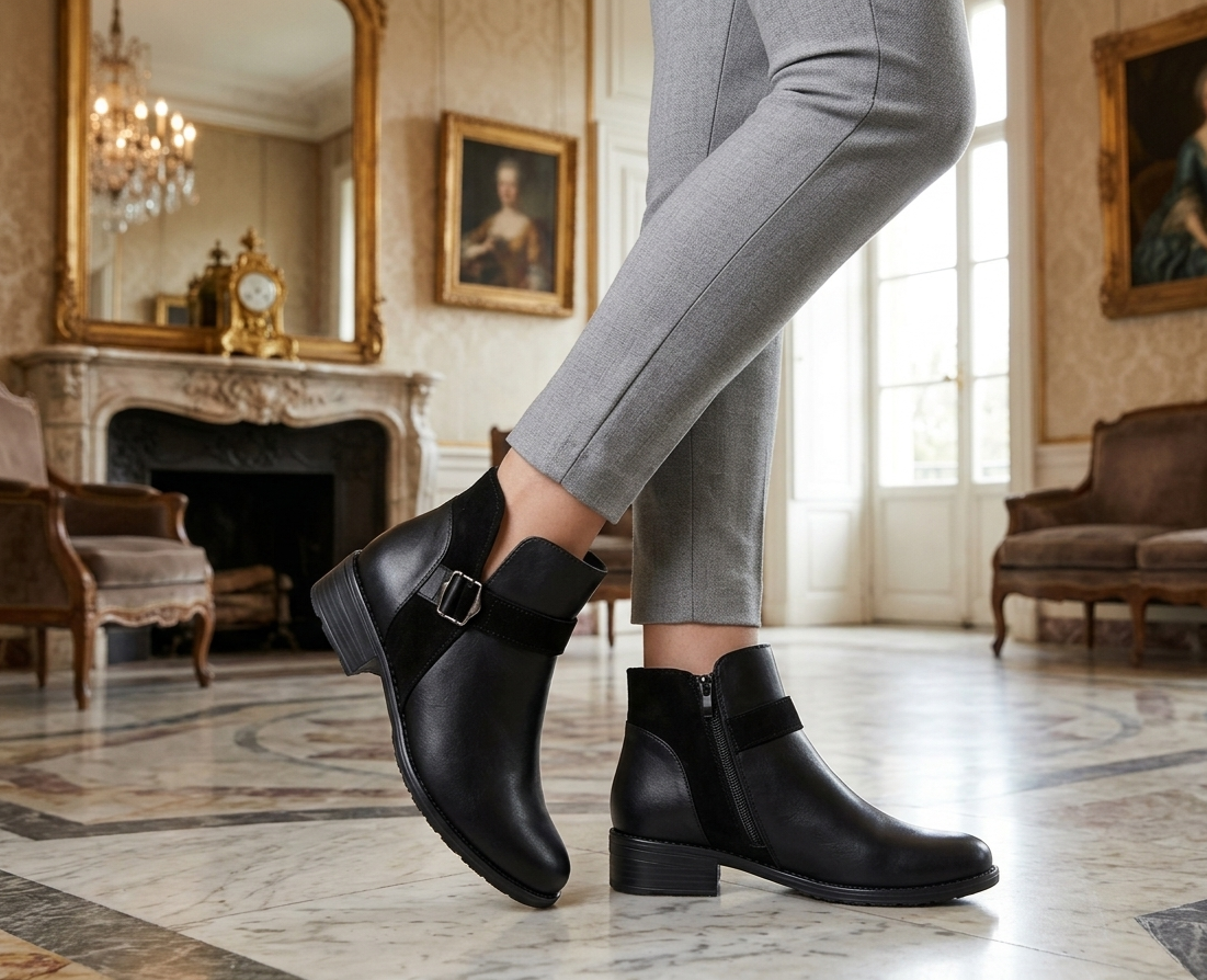 BOTINES FORMALES CN 211 CUERO NEGRO