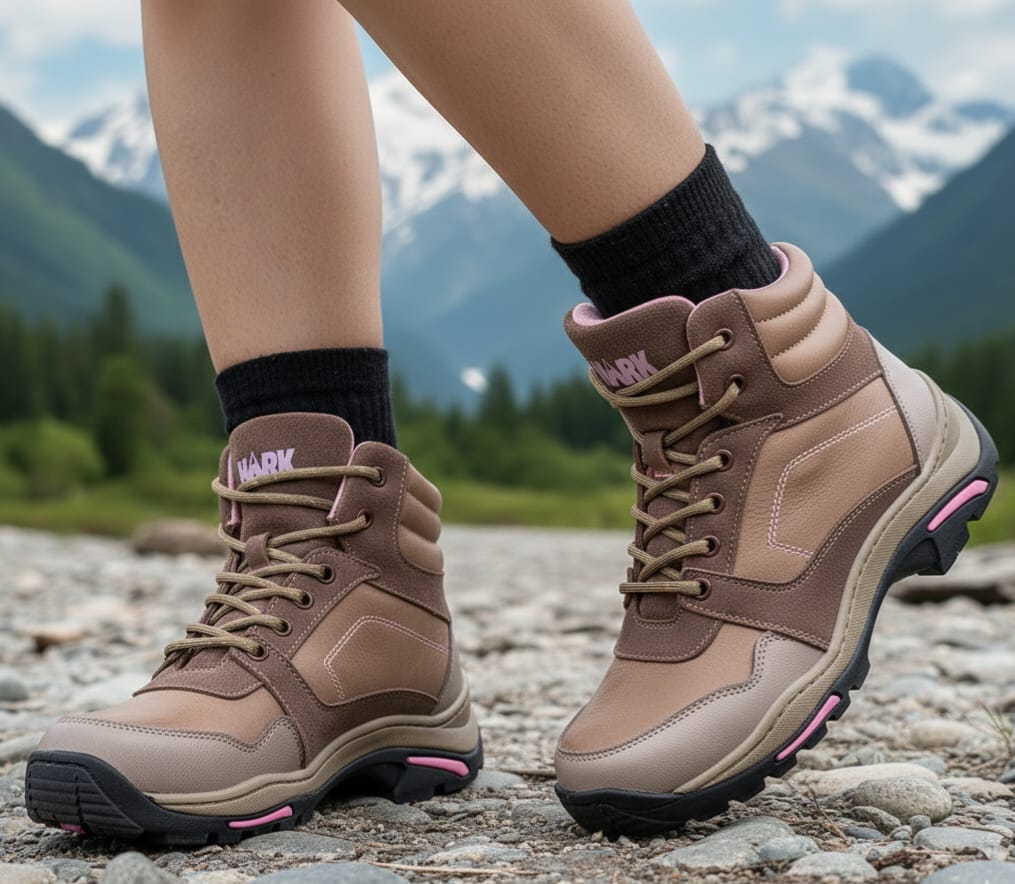 BOTINES MONTANEROS TK1 - CUERO ARENA/ ROSA