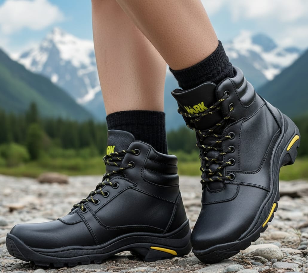 BOTINES MONTANEROS TK2 - CUERO NEGRO/ AMARILLO